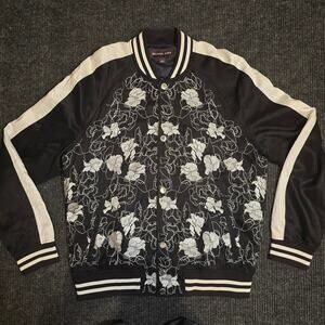Micheal Kors All Over Embroidered rose zip up. Womans L